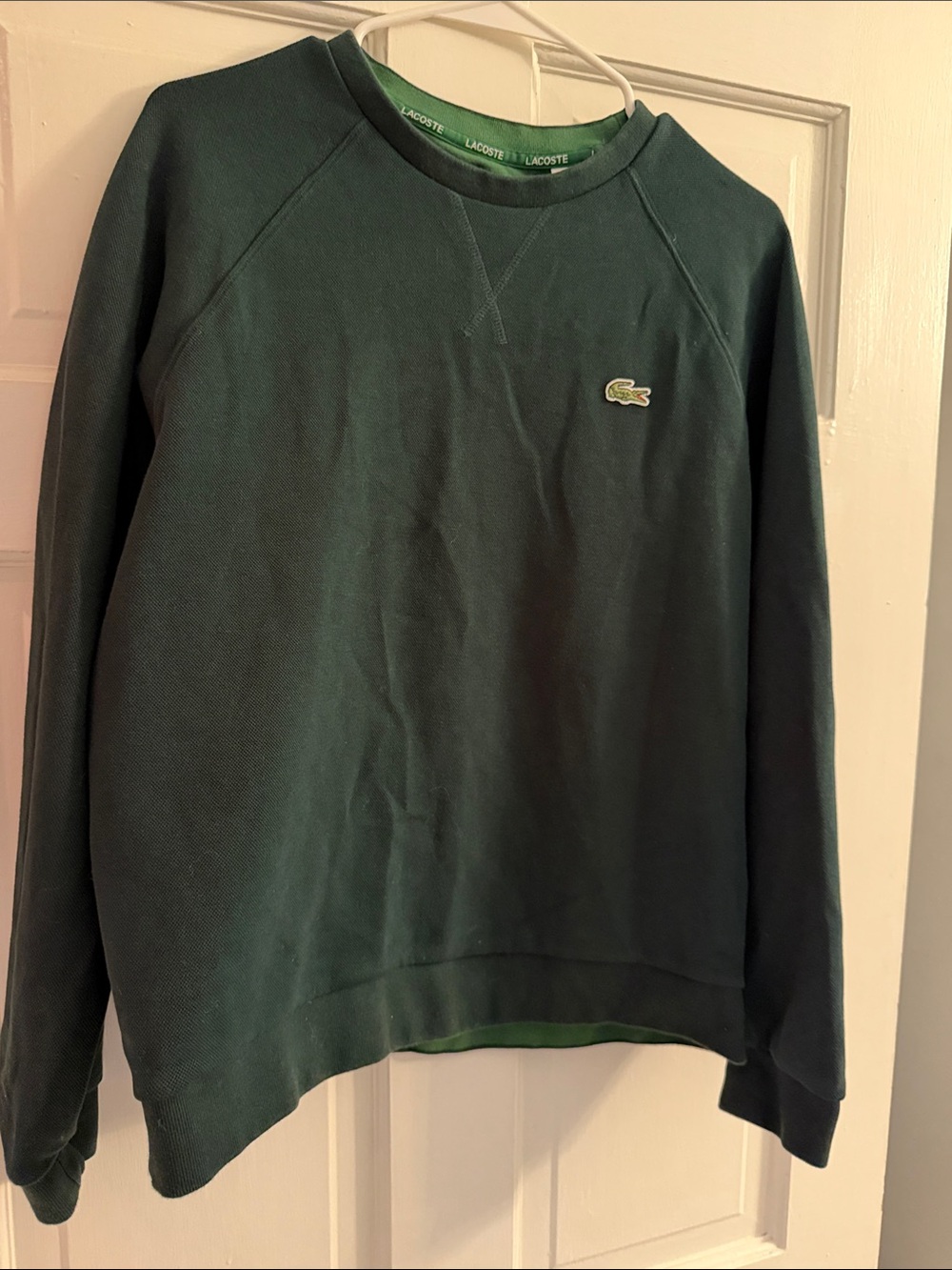 Lacoste Women's Crew Neck Piqué Sweatshirt, forest green, size 42